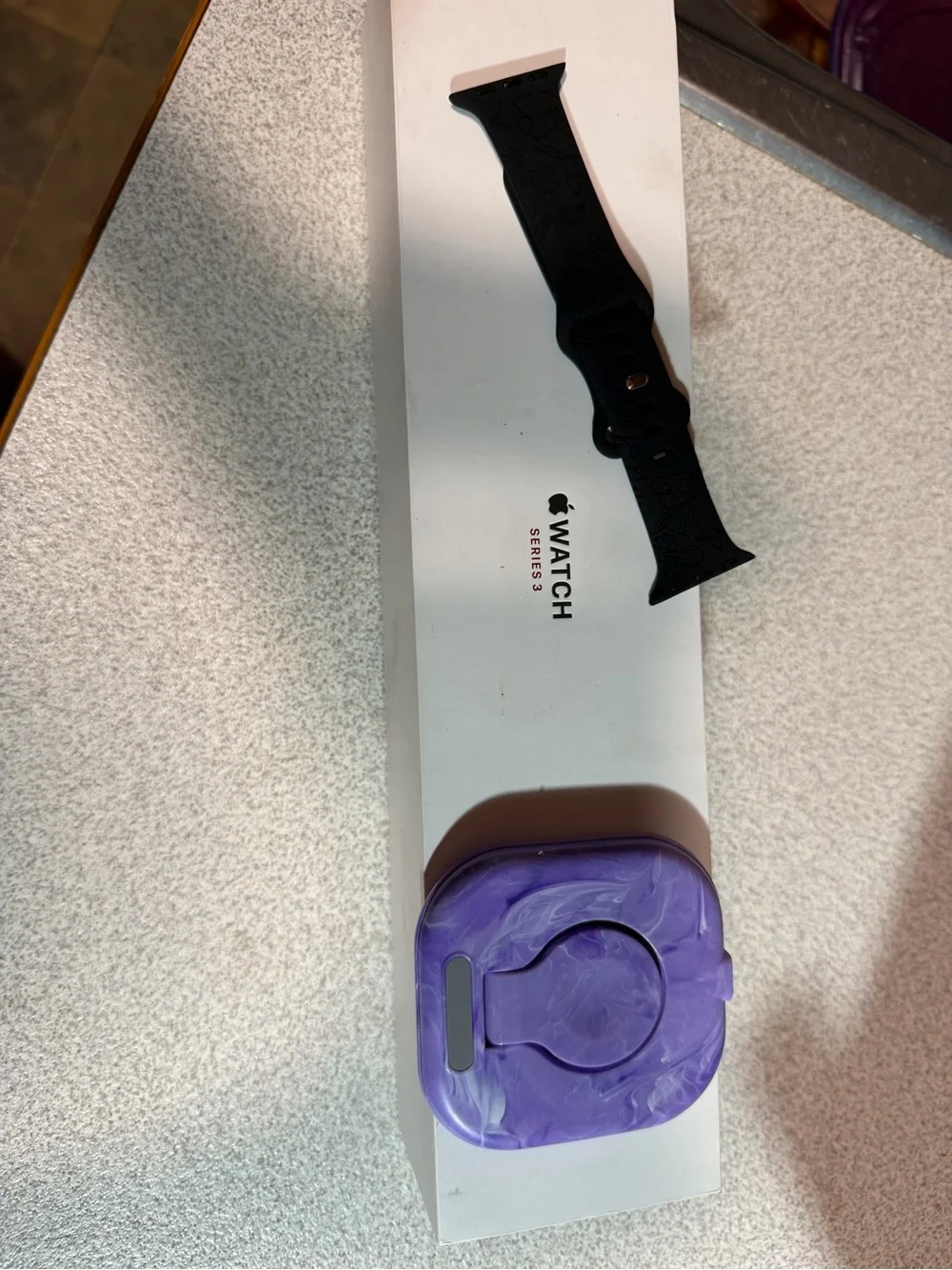 Apple Series 3 Original Black Silicone Watch Band with wireless charger